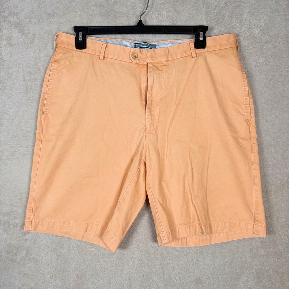 Peter Millar Shorts Mens 38 Orange Pima Cotton Twill Flat Front Casual Golf